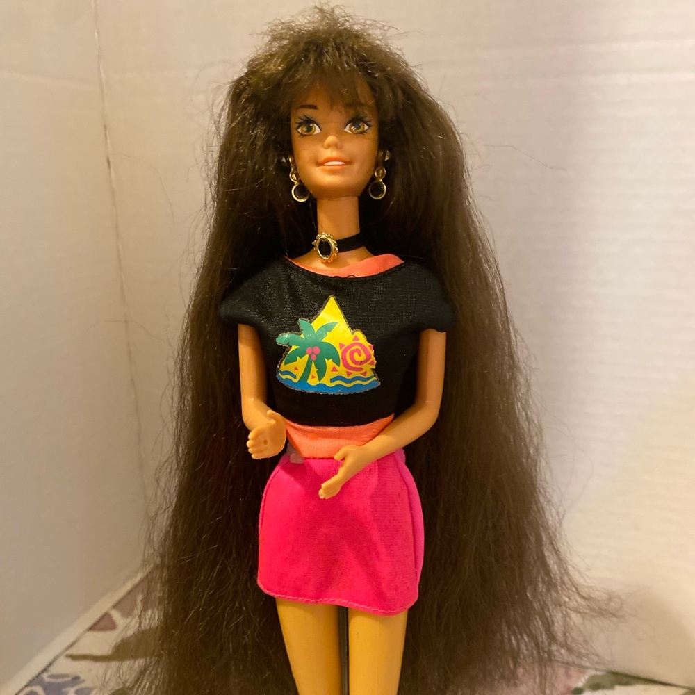 Vintage 1993 glitter hair brunette Barbie BOGO free